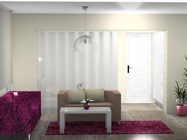 3D návrh - obývací pokoj s ložnicí 2