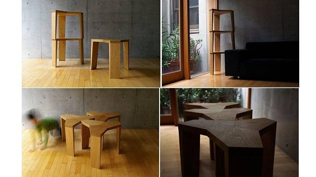 Etažér-stoličky - stolečky od Naoki Hirakoso