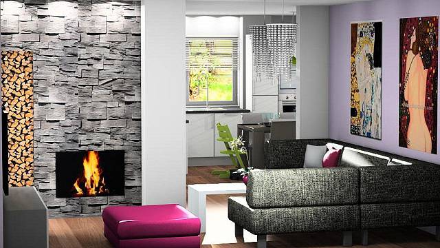 3D návrh obývacího pokoje