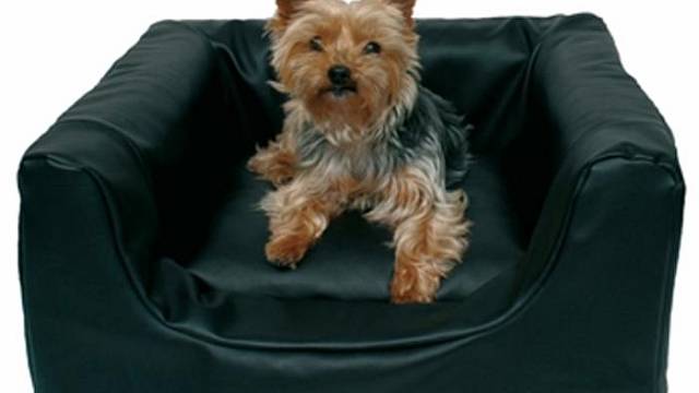 Pohovka pro psí lordy vyrobená z imitace černé kůže. Značka Trixie. 
