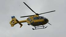 Zraněného dělníka odvezl vrtulník do ústecké nemocnice