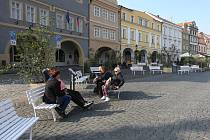 PROVIZORNÍ PĚŠÍ ZÓNA na Mírovém náměstí v Litoměřicích.