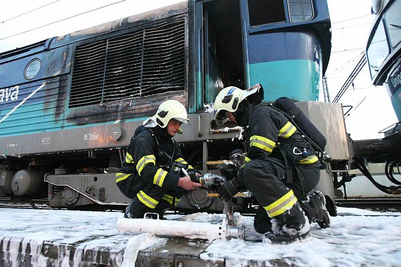 Požár lokomotivy v Bohušovicích