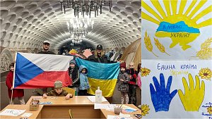 Ukrajinské děti malovaly v charkovském metru.
