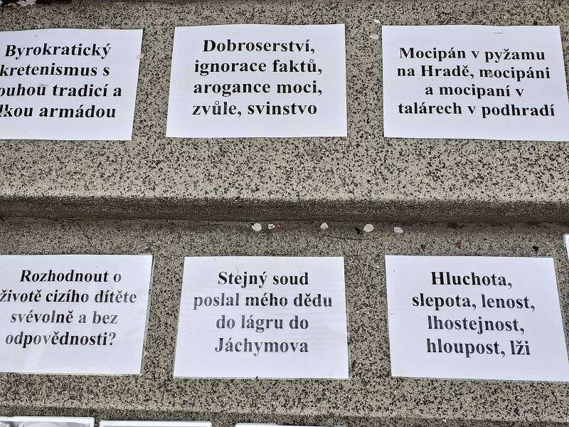 Muž z Prackovic na Ústecku protestuje u okresního soudu v Litoměřicích proti svěření společného syna do výhradní péče matky.