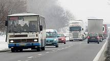 Dopravní situace u Lovosic - pátek 22. ledna.