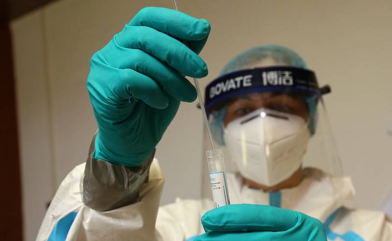 Odběrové místo na testy na koronavirus v litoměřické nemocnici