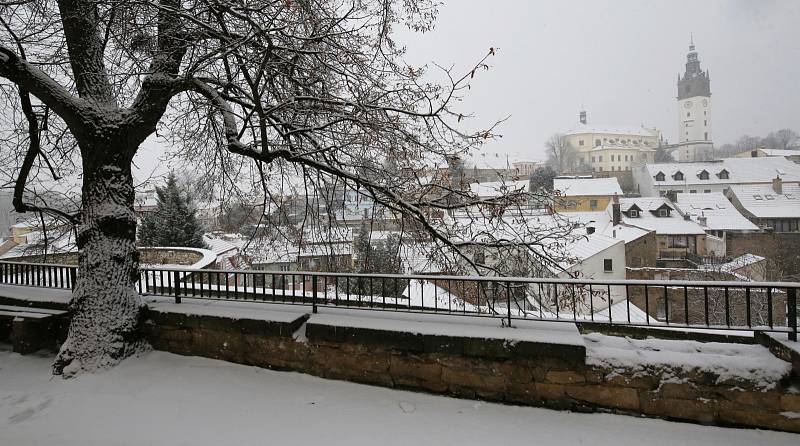 Sněhová nadílka v Litoměřicích, 12. ledna 2021