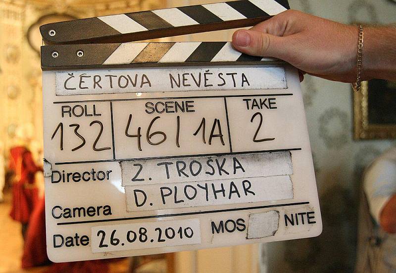 Natáčení pohádky Čertova nevěsta na zámku v Ploskovicích.
