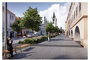 Ukázka z urbanistické studie revitalizace Dlouhé ulice. Vizualizace Jiří Kugl a Štěpán Kotous.