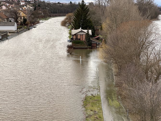 Povodeň v Roudnici nad Labem, 26. prosince 2023.