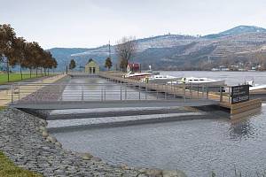 Vizualizace plánovaného přístaviště malých plavidel a stání pro osobní lodní dopravu u přívozu v Malých Žernosekách.