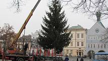 Instalace vánočního stromu v Litoměřicích.