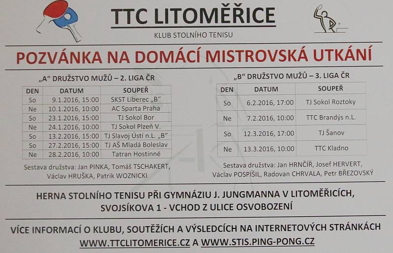 Stolní tenisté TTC Litoměřice