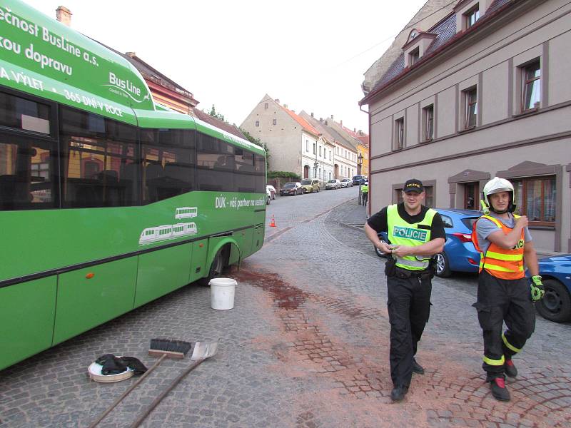 Samovolně rozjetý autobus bez řidiče drtil 31. května v Úštěku lampy a dopravní značky.