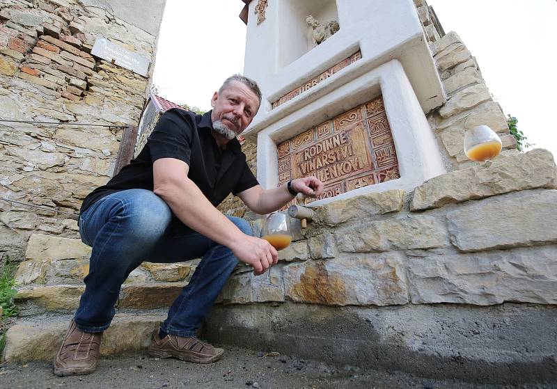 Místní vinař ve Velkých Žernosekách na Litoměřicku Dalibor Mikulenko si postavil u domu vlastní kapličku.