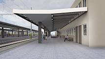 Vizualizace. Takto by mohla vypadat nástupiště ve stanici Lovosice.