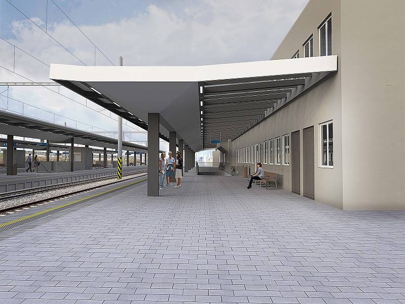 Vizualizace. Takto by mohla vypadat nástupiště ve stanici Lovosice.