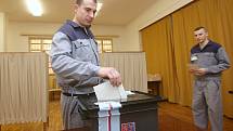 Ve vazební věznici v Litoměřicích vyrazili hned po čtrnácté hodině odsouzení k volební urně.