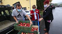 Zemědělci z Klapého věnovali jablka potřebným. V pátek si pro darovaná jablíčka přijeli z litoměřické charity