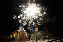Novoroční ohňostroj v Roudnici nad Labem.