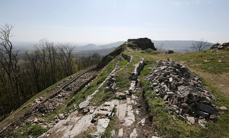 Zřícenina středověkého hradu Kalich u Třebušína na Litoměřicku