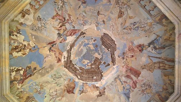 Milešovický gloriet - strop a fresky