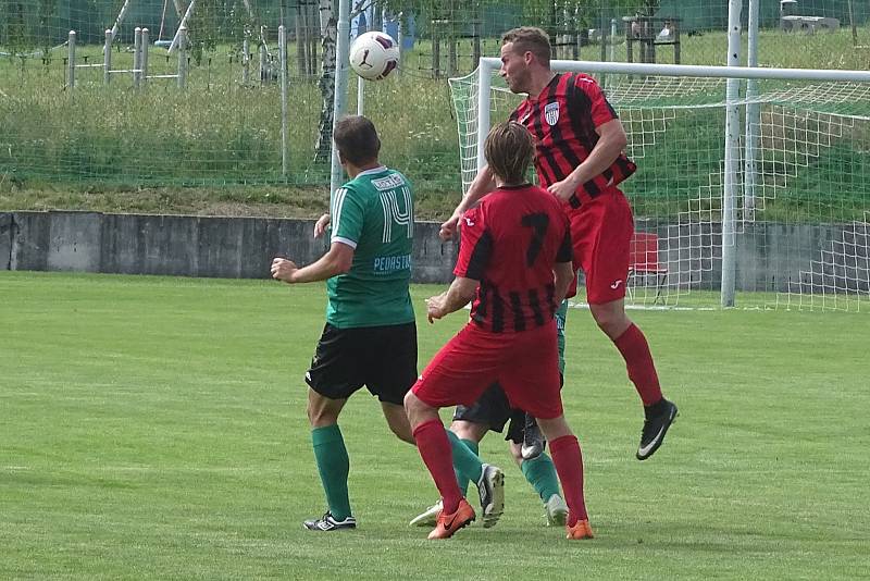 Pokratice (v zeleném) porazily v posledním kole Úštěk 8:4 a oslavily postup do kraje.