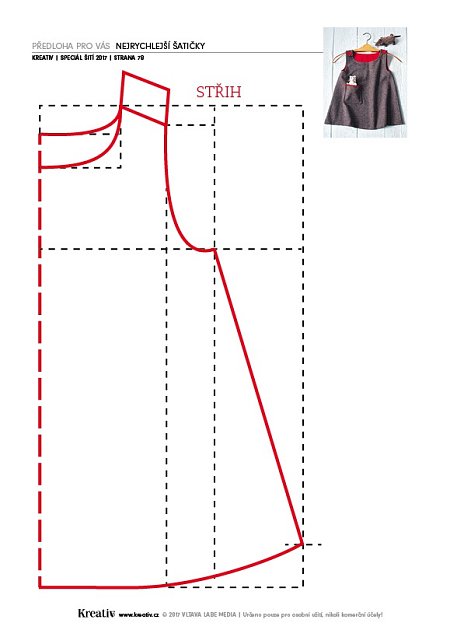 obrázek střih na šatičky pro holčičky