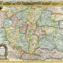 Kolorovaná mědirytina Aretinovy mapy Čech z roku 1619