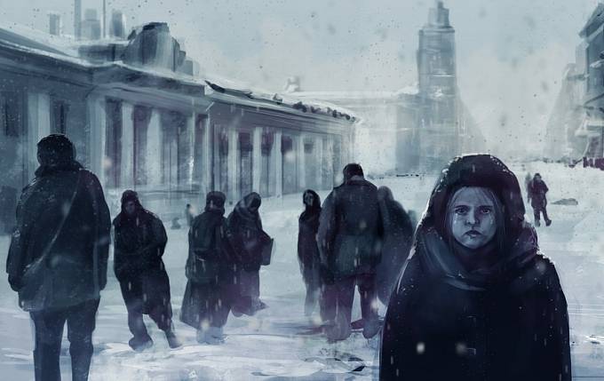 Obyvatelé obléhaného Leningradu - malba neznámého autora