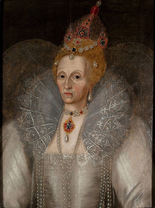Stárnoucí královna Alžběta I., r. 1595