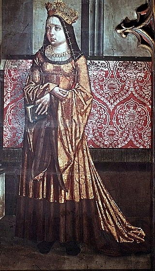 Anna z Foix a Candale na obrazu neznámého malíře ve Svatováclavské kapli v katedrále svatého Víta, Václava a Vojtěcha
