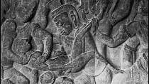 Reliéf z doby okolo r. 1150, zobrazující démona, který vyjímá plod z lůna ženy