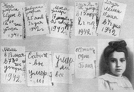Deník Táni Savičevové, která během obléhání Leningradu přišla téměř o celou rodinu.