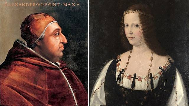 Papež Alexandr VI. a jeho dcera Lukrécie Borgie