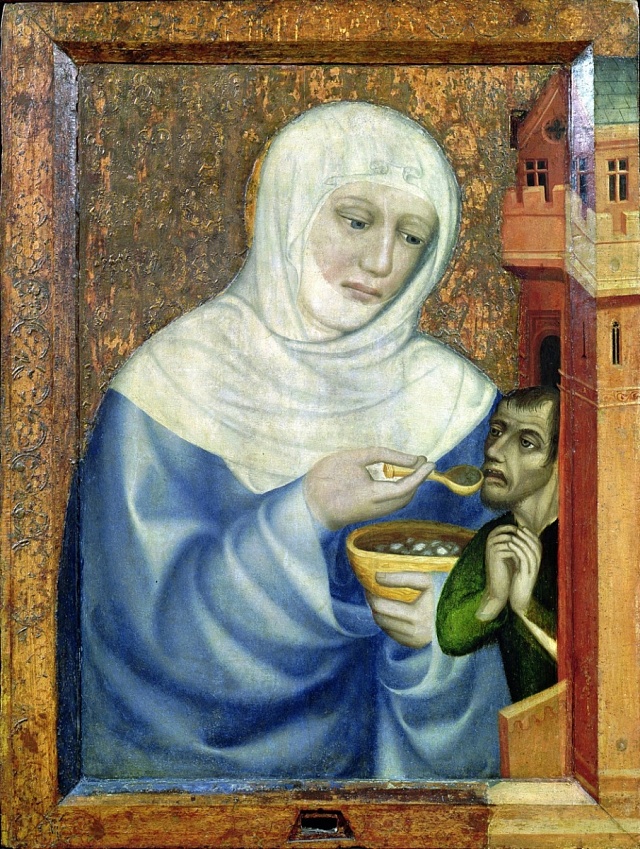 Sv. Alžběta Uherská krmí chudého - Mistr Theodorik, Národní galerie, Praha