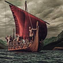 Vikingové na lodi.
