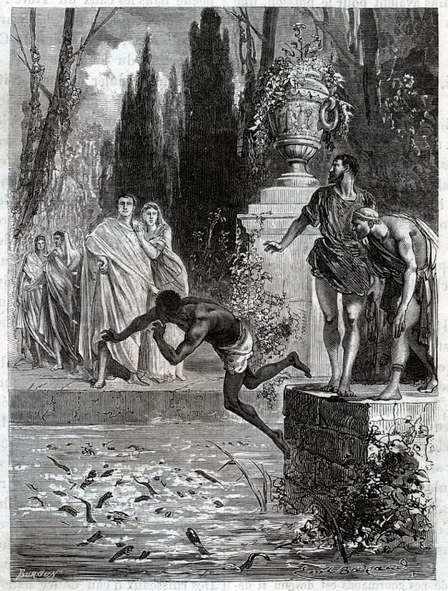 Vedius Pollio házel otroky dravým murénám.