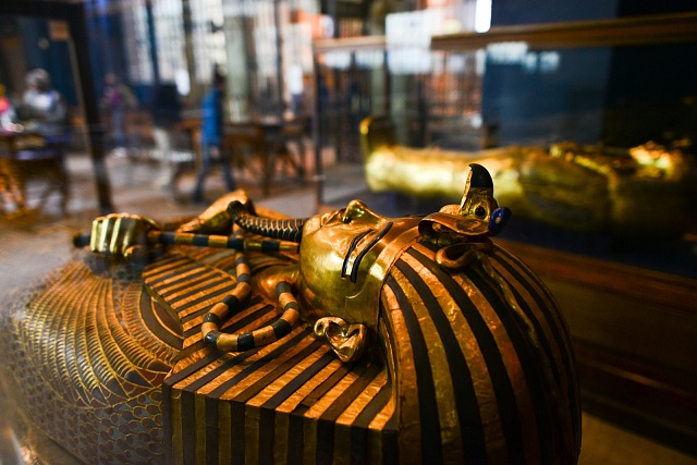 Tutanchamonova rakev v Egyptském muzeu v Káhiře.