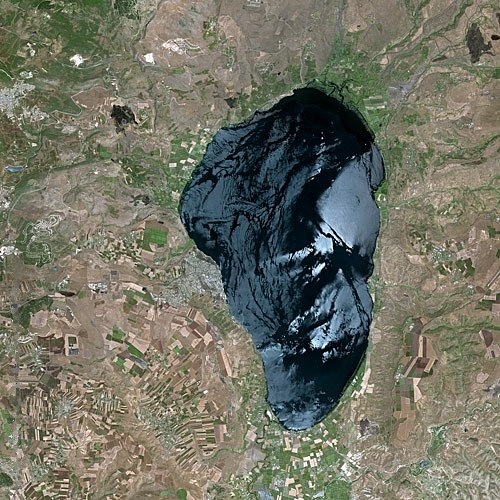 Satelitní snímek Galilejského jezera