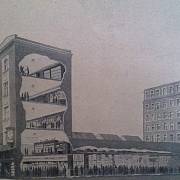 Obrázek průřezu obchodním domem Brouk & Babka na pražské Letné, který vznikl v letech 1919 až 1925.