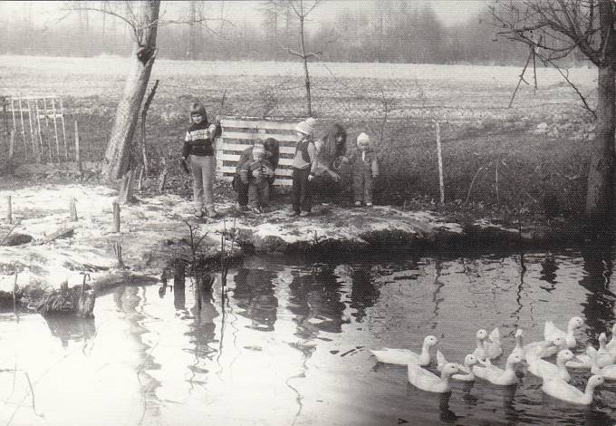 Mastířovice, děti u rybníka