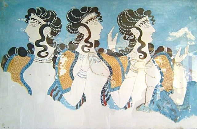 Freska nahých žen v Knossu