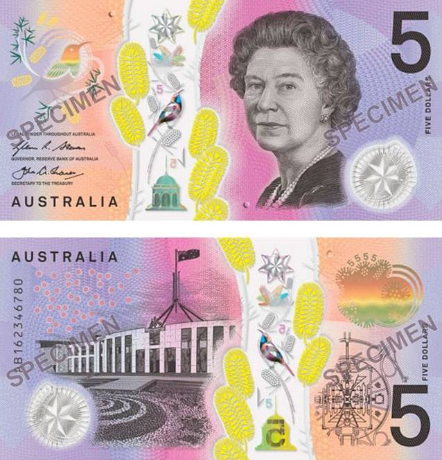 Nominovaná bankovka za rok 2016. Australských pět dolarů. 