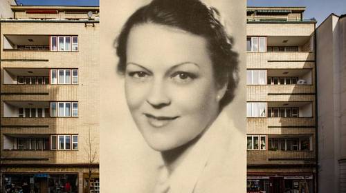 Anna Letenská; v pozadí její pražské bydliště