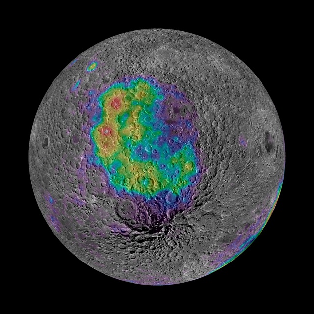 Koncentrace radioaktivního thoria v kráteru South-Pole Aitken na odvrácené straně Měsíce