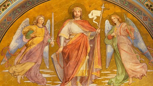 Sv. Václav na fresce v kostele Svatého Cyrila a Metoděje v Praze