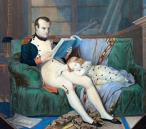 Napoleon čte svému synovi z druhého manželství