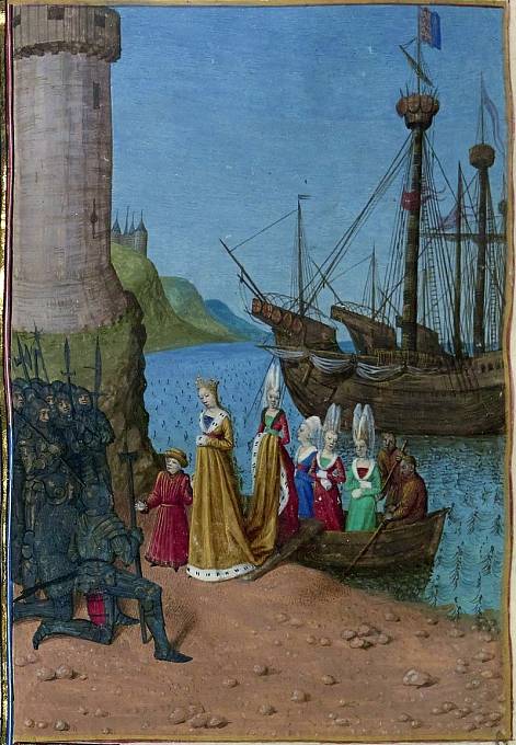 Izabela se vrací do Anglie se svým synem Eduardem (obraz Jeana Fouqueta)